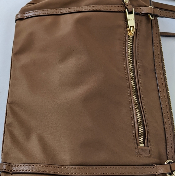 MZ Wallace Brown Nylon & Leather Trimmed Satchel Shoulder Bag With Pouch - Picture 13 of 16